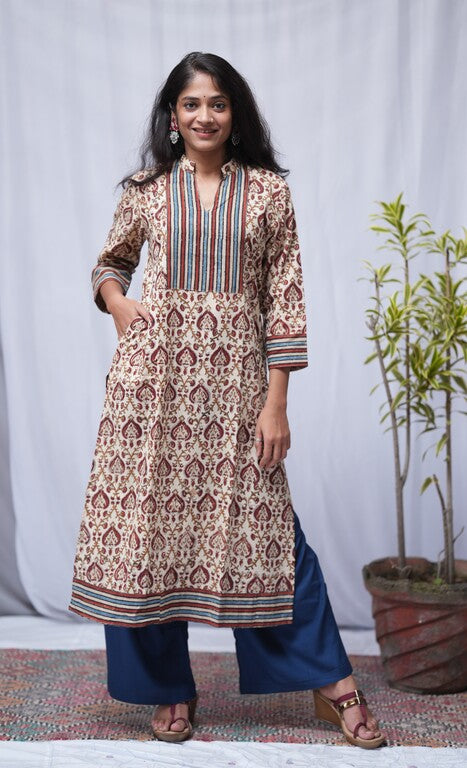 Saanvi Bagru Cotton Straight Kurta