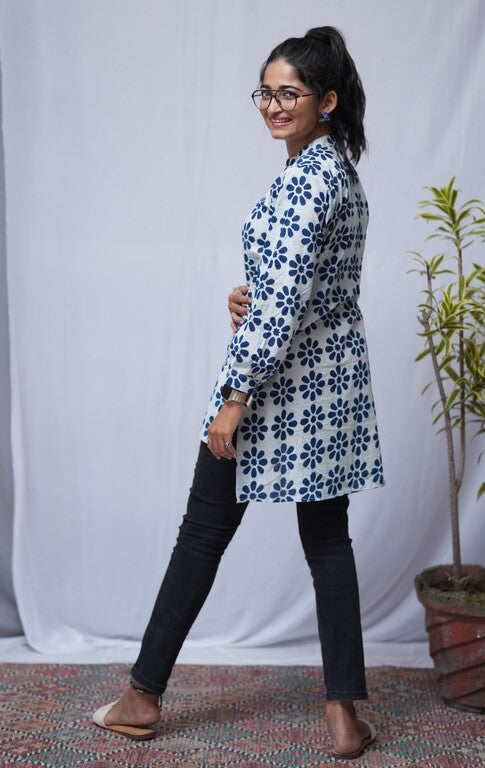 Aditi Dabu Indigo Cotton Short Top Kurti