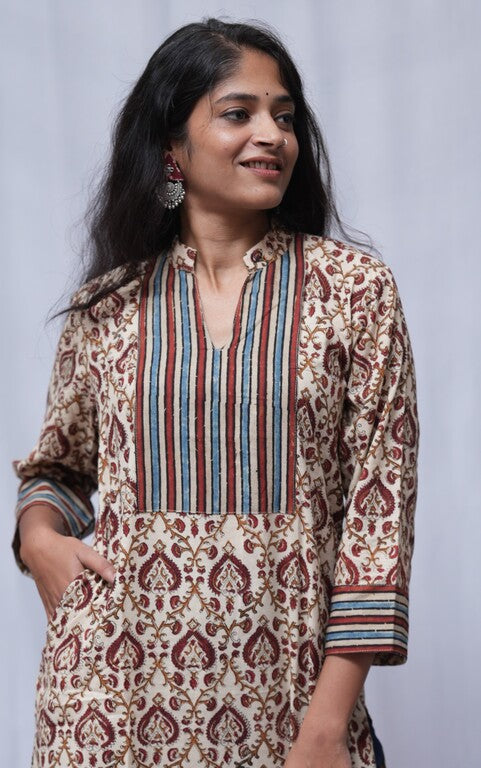 Saanvi Bagru Cotton Straight Kurta