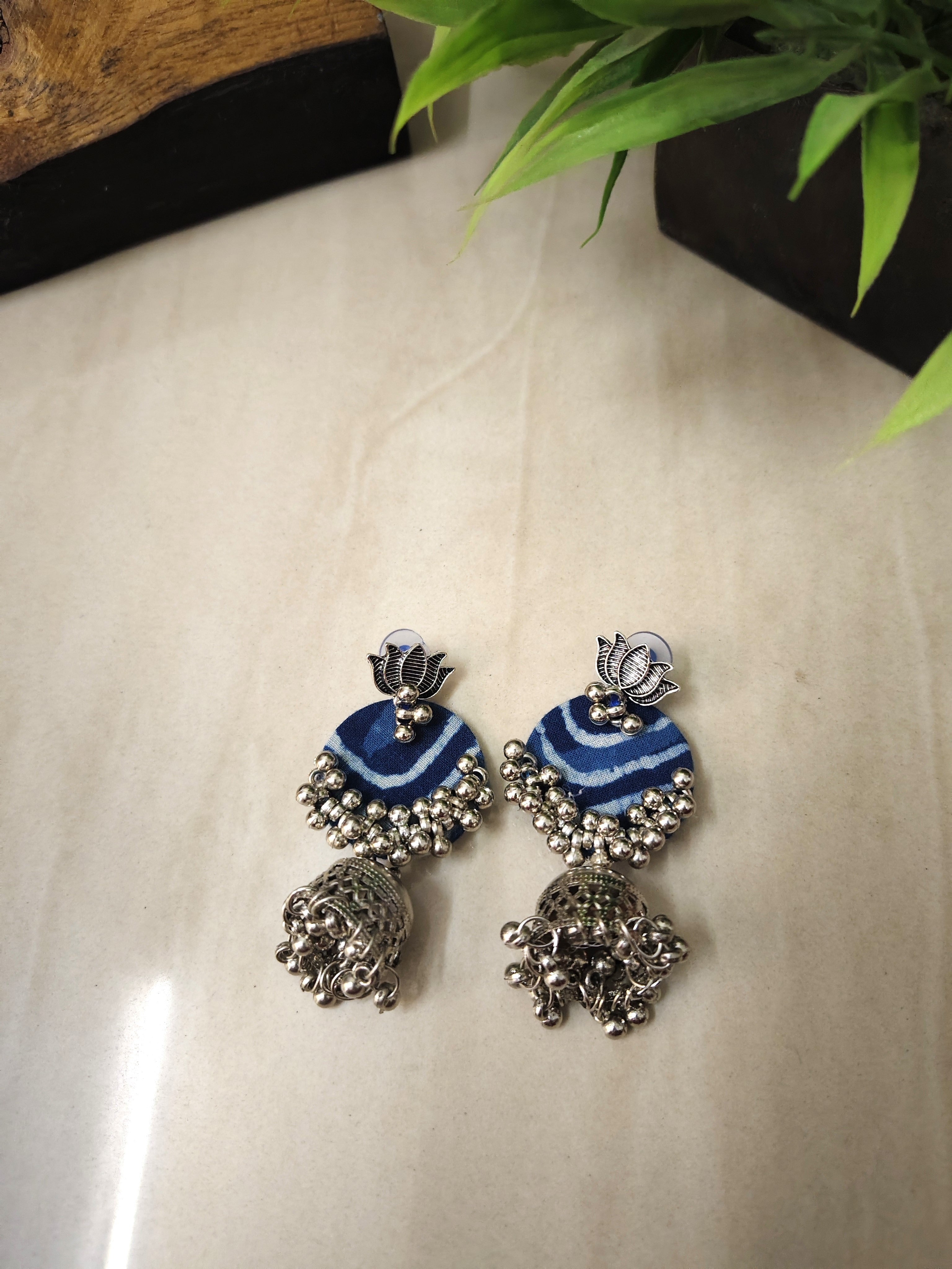 Maria Indigo Fabric Earrings