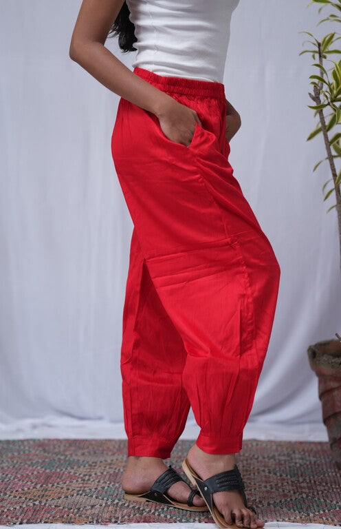 Afghani Red Cotton Silk Pant