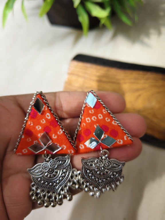 Emma Orange Fabric Earrings