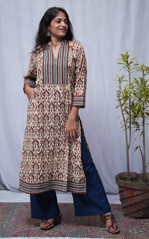 Saanvi Bagru Cotton Straight Kurta