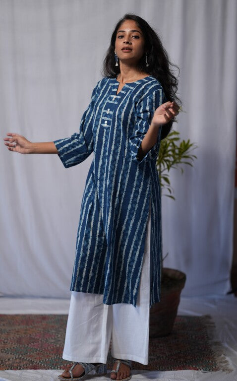 Bhumi Indigo Cotton Straight Kurta