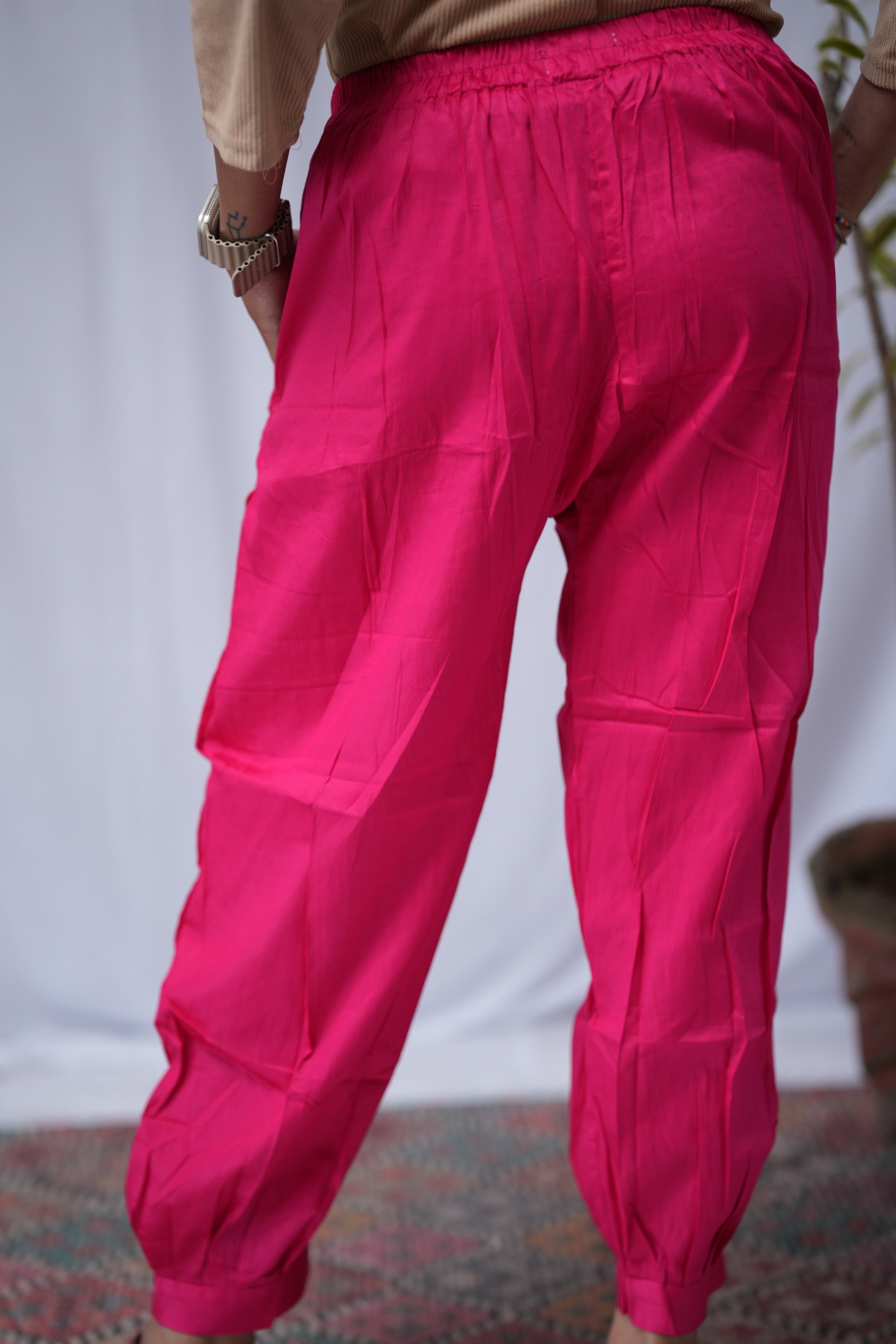 Afghani Pink Cotton Silk Pant