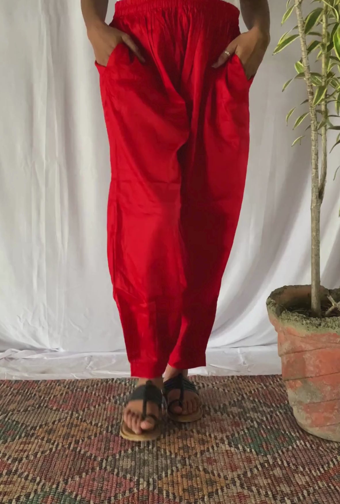 Afghani Red Cotton Silk Pant